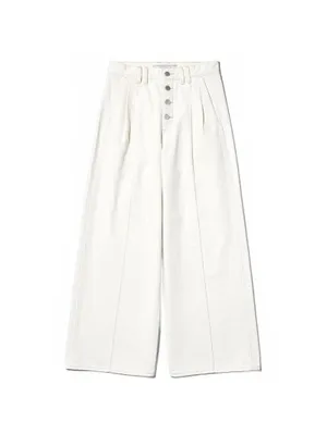 Uniqlo GU 100% Cotton Button Front Wide Leg Jeans by rokh NWT Off White Small thumbnail 5