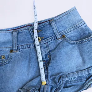 Y2K 2000s Grunge Micro Mini Baddie Hot Pants Low Rise Wide Band Denim Jean Booty Bimbo Shorts #goth #whimsigoth subversive acubi #cyber #punk biker whimsygoth #mcbling streetwear Size 1 - Measurement in pics thumbnail 6
