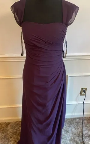 Bill Levkoff Purple Chiffon Maxi Bridesmaid Dress Formal Gown thumbnail 1
