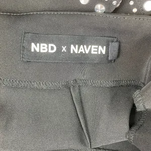 NBD X NAVEN Black Silver Rivet Trim Short Skort Skirt XS thumbnail 5