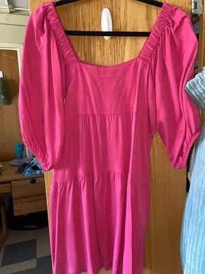 Puff Sleeve Dress Pink thumbnail 1
