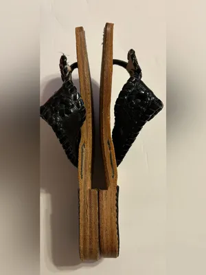 Palm Beach Sandals Black Leather Woven Thong Sandals thumbnail 6