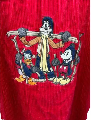 Vintage Disney Shirt Large Goofy Donald Mickey Corduroy Quarter Button Rare 90s thumbnail 5