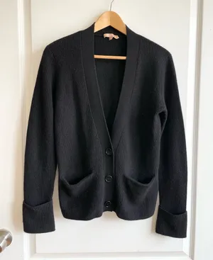 Kier + J Womens Black 100% Cashmere Cardigan Sweater Size Small Minimal Simple thumbnail 1