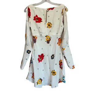 Free People Heart of Gold‎ Cream Floral Cold Shoulder Mini Dress Size 0 OB802996 thumbnail 8