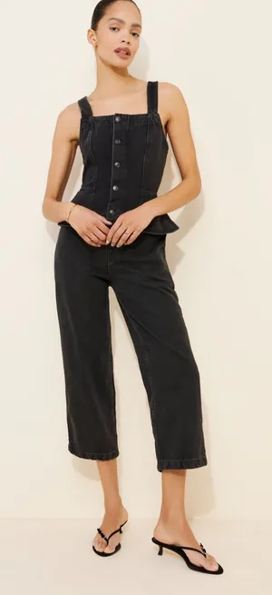 Free People Hazel Denim Jumpsuit- size Small thumbnail 1