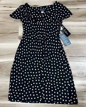 NEW Vintage S.L. Fashions Polka Dot Ruffle Dress Women’s 8 Petite thumbnail 1