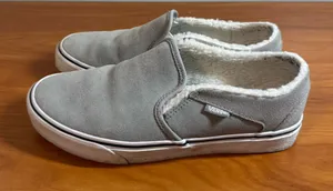 Vans Classic Slip On Sherpa Lined Sneaker Grey Suede Leather Comfort Winter W8.5 thumbnail 1
