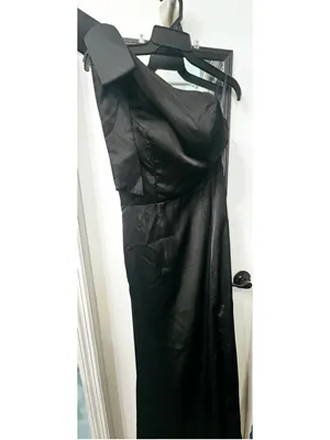 Ruffle Flowy One-Shoulder Stretch Crepe Bodycon Mermaid Bridesmaid Dress sz 8 thumbnail 2