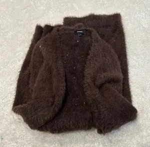 Express Womens Chocolate Brown Chic Soft Cardigan S Busniess *Missing Belt thumbnail 1