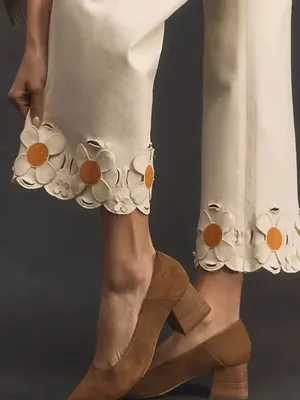 Maeve Anthropologie Colette Wide-Leg Jeans Daisy Cutwork Hem cottagecore whimsy thumbnail 7