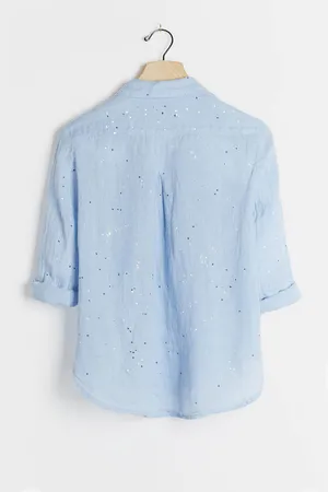 Cloth & Stone by Woman’s Paint-Splattered Linen Buttondown, Sz XS thumbnail 3