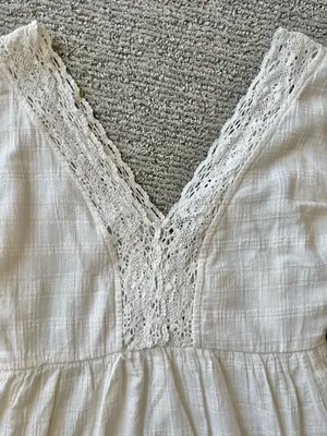 NWT BOG‎ Collective White Lace V-Neck Puff Sleeve Summer Mini Dress Size XS thumbnail 6
