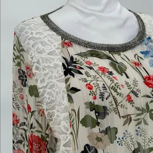 Loyd/Ford Plam Spring Women's Long-Sleeve Lace Floral Sheer Blouse Size L thumbnail 3