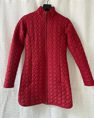 Title Nine red lightweight mid-lenght puffer coat fall winter spring women's XS thumbnail 1