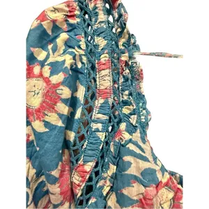 Free People Sacha Mini Babydoll‎ Dress Blue Pink Floral Open Back Boho Small New thumbnail 7