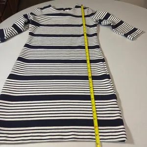 Banana Republic Womens 3/4 Sleeve Navy White Striped Ottoman‎ Rib Sheath Dress 2 thumbnail 9