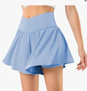 High waisted Athletic shorts Gold Skorts Flowy Running Workout shorts size med thumbnail 1