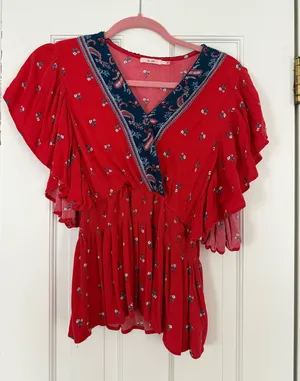 Francesca's Red White and Blue Ruffle Top thumbnail 1