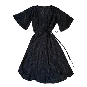 Lulus Farah Black White Triangle Print High Low Wrap‎ Midi Dress S thumbnail 3