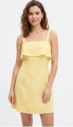 Banana Republic Yellow Linen‎ Blend Fit & Flare Mini Dress Size 6 thumbnail 1