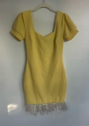 Yellow tinsel statement dress thumbnail 1
