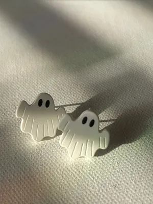 White Ghost Stud Earrings thumbnail 2