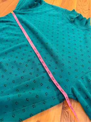 Vtg 90s Trend Basics Teal Floral Polka Dot Mock Neck Sweatshirt Women’s Large thumbnail 4