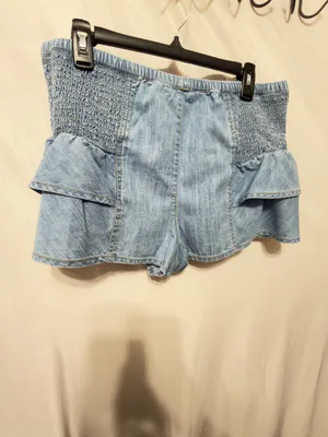 Free People We The Free Alani Pull-On Chambray Shorts Size Large NWOT thumbnail 6