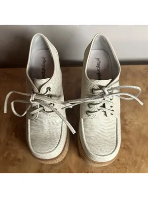 Jeffrey Campbell Shaggin White Embossed Platform Oxford Heels Women's 7M thumbnail 2