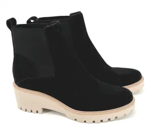 Dolce Vita Black Suede Chelsea Boots Lug Sole Platform‎ Ankle Booties Womens 9.5 thumbnail 1