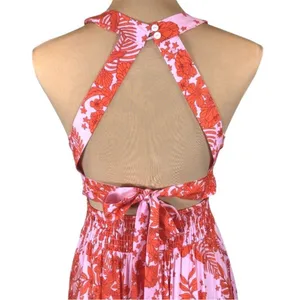 Anthropologie NWT Abel The Label ATL Rumi Candy Florals‎ Maxi Dress Halter Pink Orange S thumbnail 10