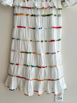 Farm Rio Mixed Off-White Prints Midi Dress, Size Large, NWT thumbnail 6