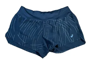 ASICS Women's Athletic Running Shorts Navy Blue Geometric‎ Pattern XL no liner thumbnail 1