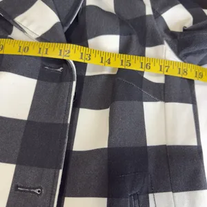 Banana Republic Women’s Plaid Black White Double-Breasted Pea coat Office Size S thumbnail 15