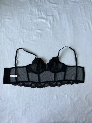 Black Auden Sheer Lace Corset Style Bralette - Size s thumbnail 4