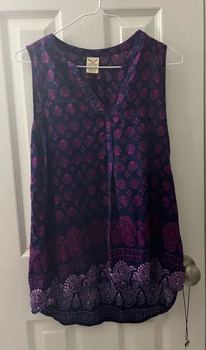 Faded Glory Sleeves blouse purple and blue thumbnail 1