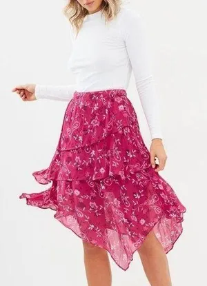 Anthropologie NWT Steele Floral Asymmetrical Skirt thumbnail 1