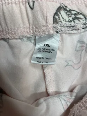 Womens Pink gray cat pajama sleepwear set short sleeve short size XL kitty thumbnail 3
