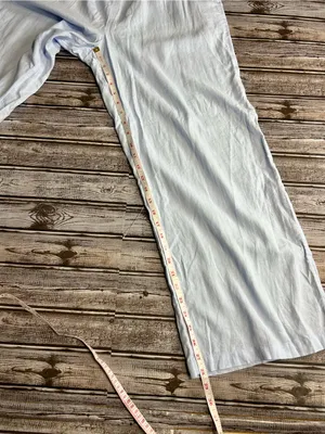 aerie Light Blue Wide-Leg Linen Blend Lounge Pants Coastal Vacation thumbnail 9