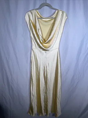 Selfie Leslie Loveland Cap Sleeve Cowl Back Midi Dress Butter Yellow Large New thumbnail 3