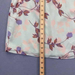Amanda Uprichard Floral Halter Blouse Mint Green Ruffle Neck Sleeveless Top L thumbnail 4