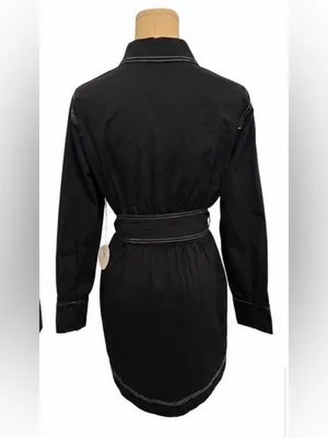 Petal + Pup Morph Contrast Stitch Mini Shirt Dress Black Size Large NWT thumbnail 3