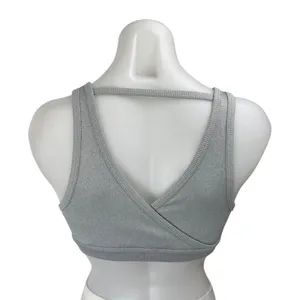Alo Yoga Gray Rib Knit Sleeveless Cami Camisole Sports Bra Crop Tank Top Size S thumbnail 4