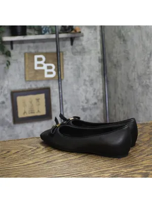 Kate Spade New York Womens Deco Bow Smooth Leather Ballet Flats KM817 Black 7B thumbnail 2