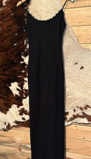 Alex Evenings Black Textured Maxi Dress Size 4 thumbnail 1
