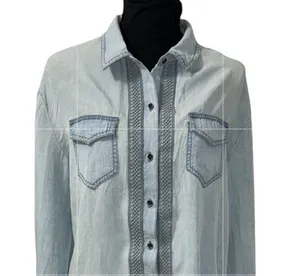 Knox Rose Blue Denim Button Down Denim Shirt(Size Small) thumbnail 1
