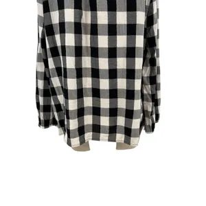 J. Crew Open Ruffle V-neck Button-up Shirt Gingham Plaid Check Black White‎ XL thumbnail 9