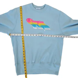 Champion Reverse Weave Sweatshirt Small Light Blue Pastel Shadow Script Logo thumbnail 7