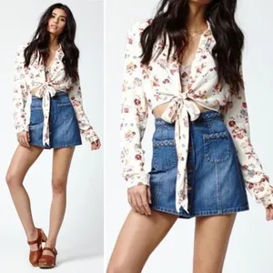 Kendall + Kylie Braided‎ High Waist Button Denim Skirt Size 26 thumbnail 2